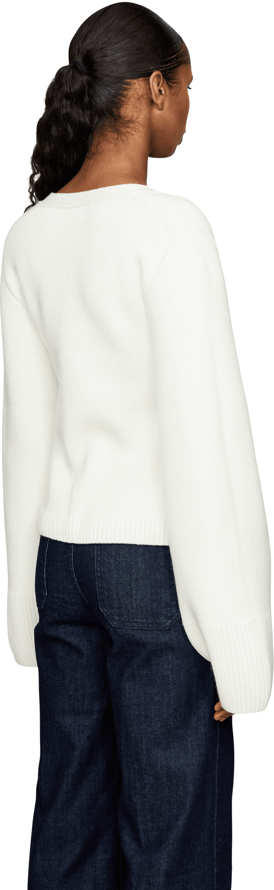 Khaite Cashmere-Strickjacke 'Scarlet' Crème, Rückansicht – UNGER.DE