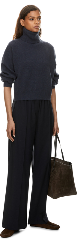 Wool and cashmere turtleneck jumper dark blue