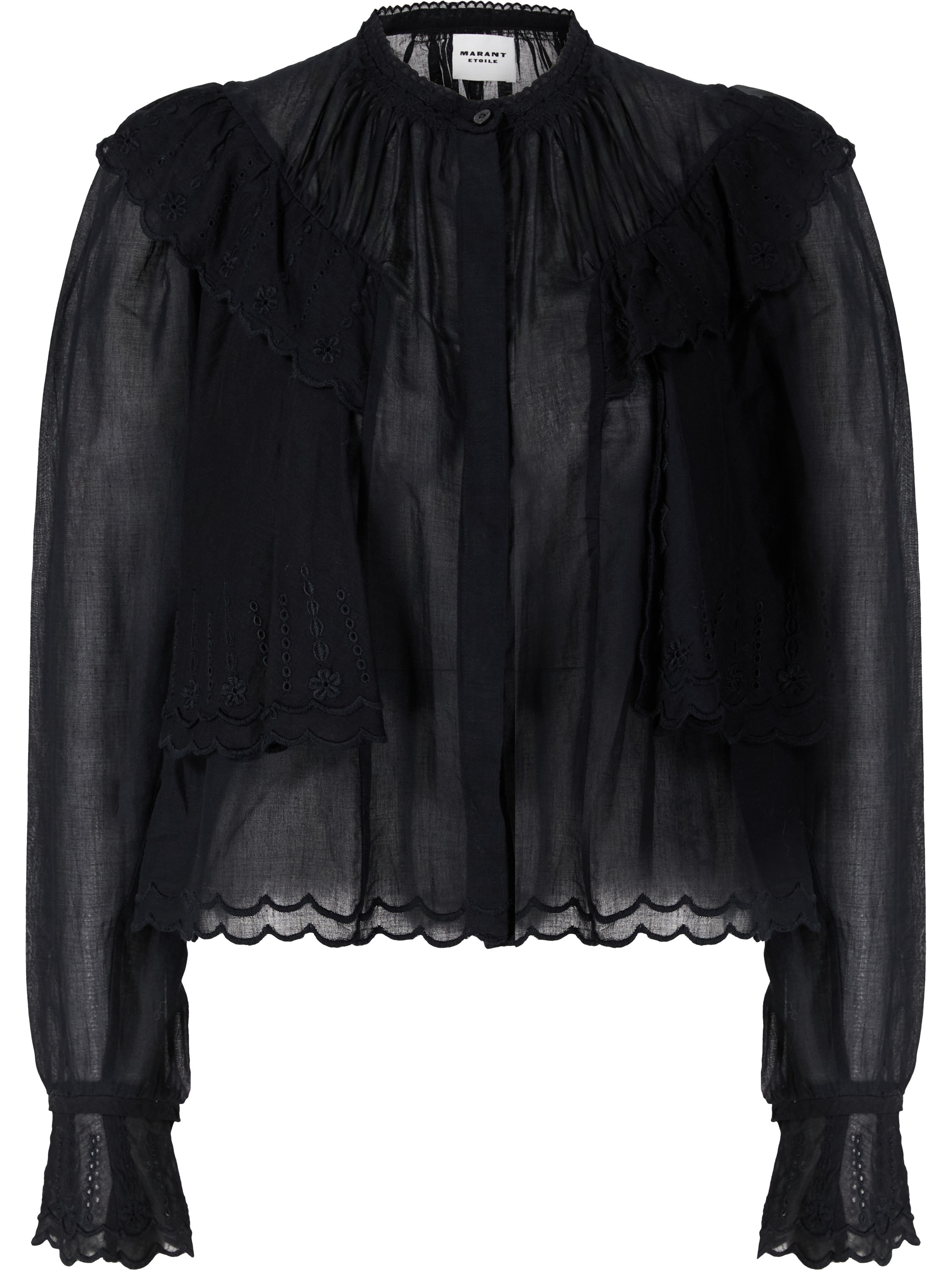 Bluse 'Kelmon' aus besticktem Baumwollvoile Schwarz