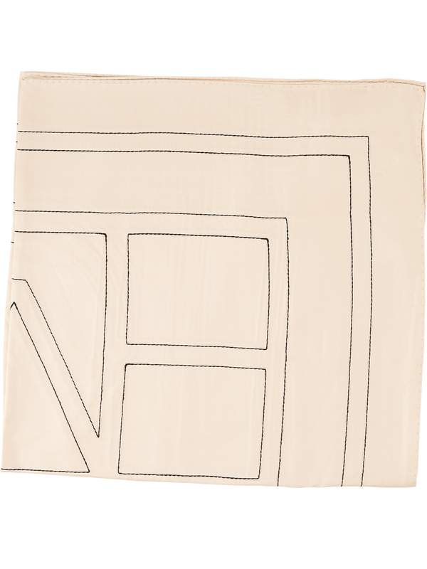 Silk scarf with an embroidered monogram ivory