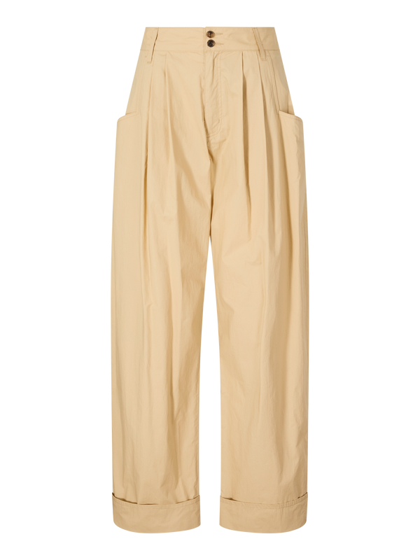 Barrel-Fit Stoffhose 'Lindsay' Beige