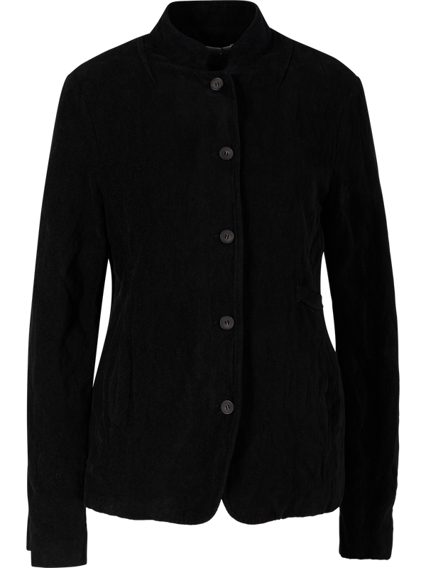 Velvety blazer with a crinkled finish black