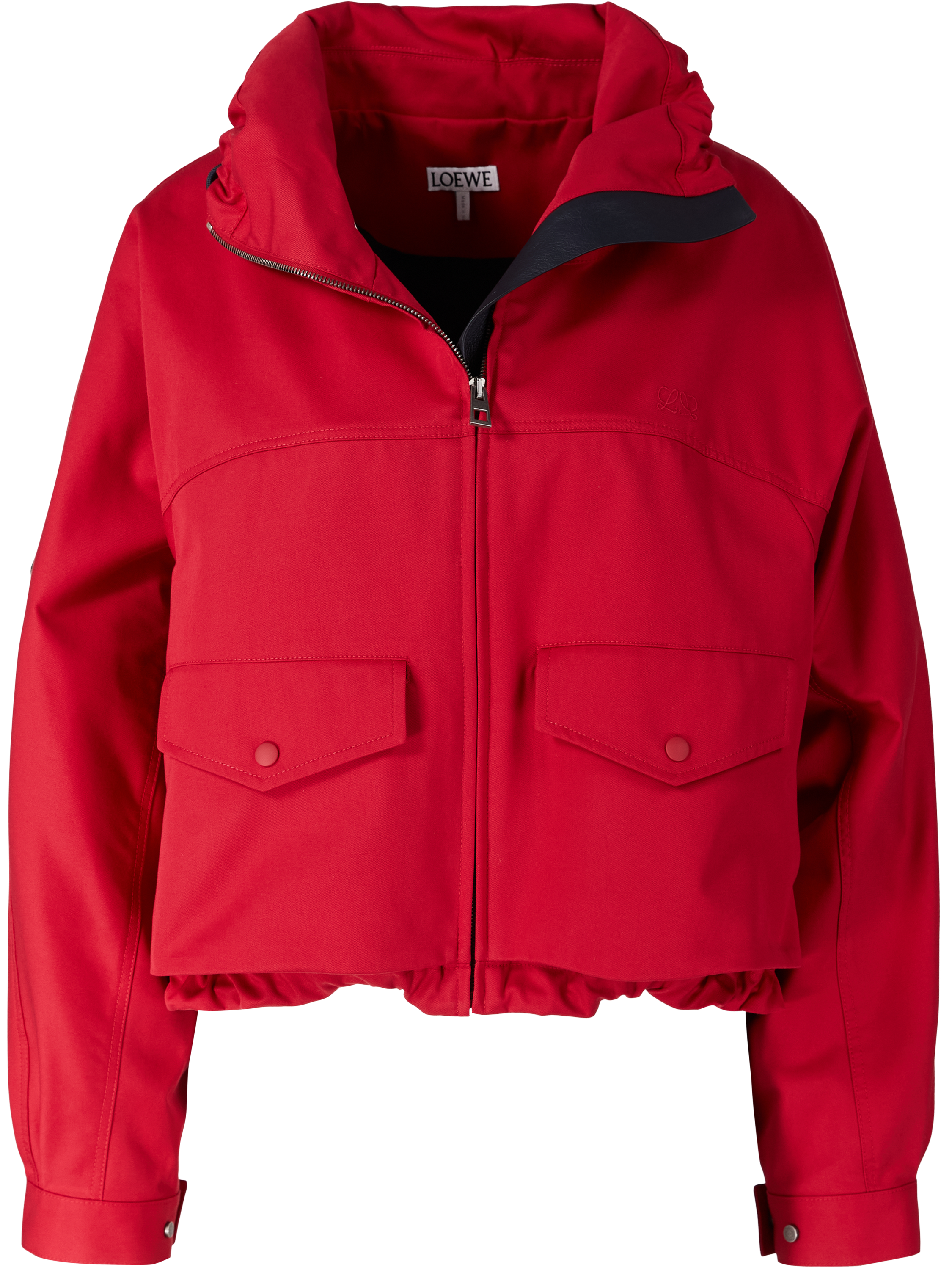 Cropped Baumwoll-Seidenjacke mit Logo-Stickerei Rot