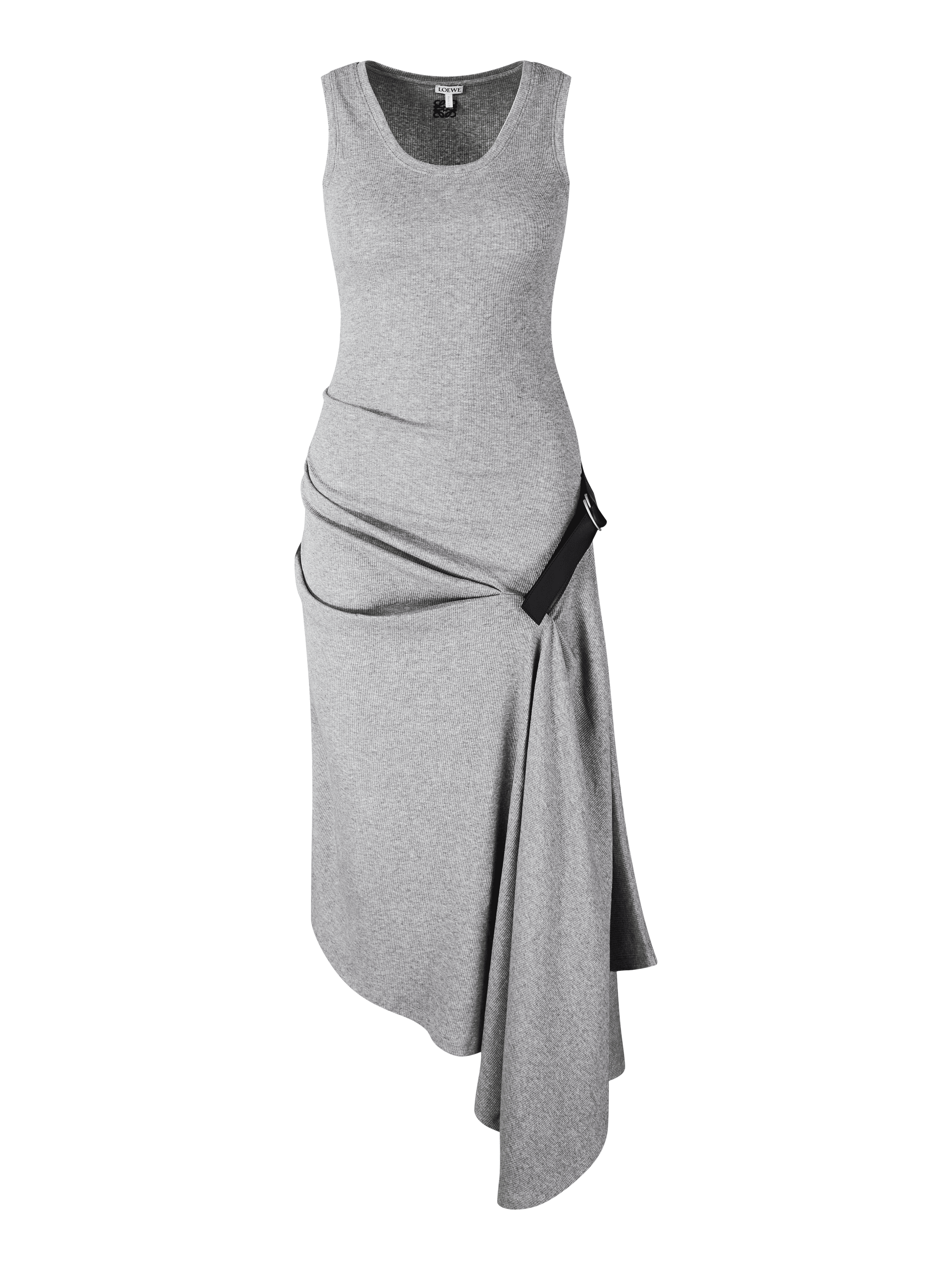 Midikleid mit Ledergürtel Grau