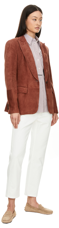 Blazer aus Lammleder mit Monili-Perlen Rot