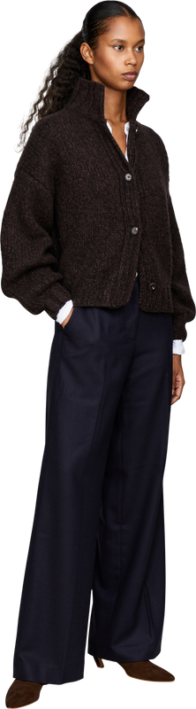'Fiamma Boy' loose-fitting woollen trousers navy blue