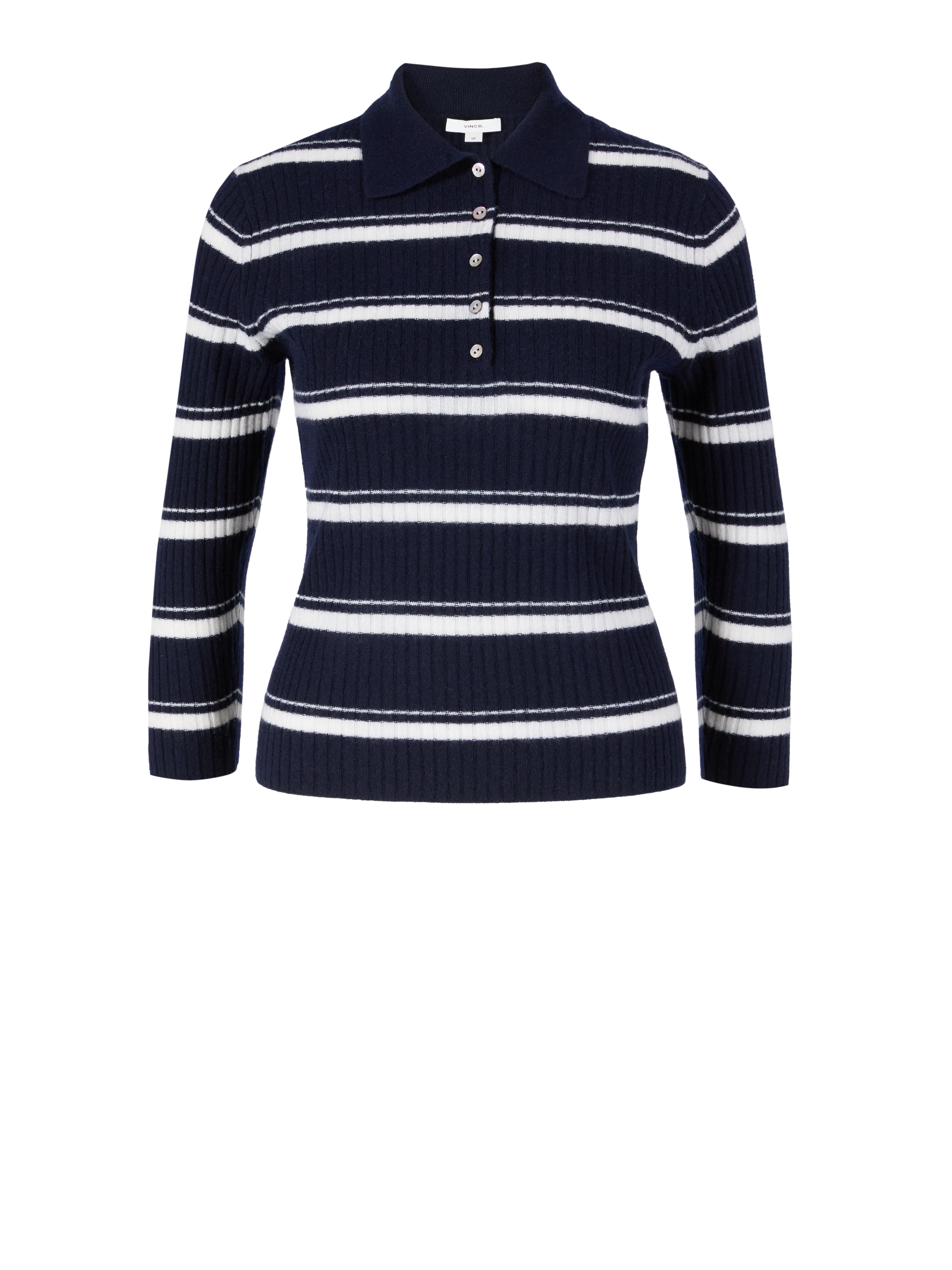 Cashmere polo jumper navy blue/white