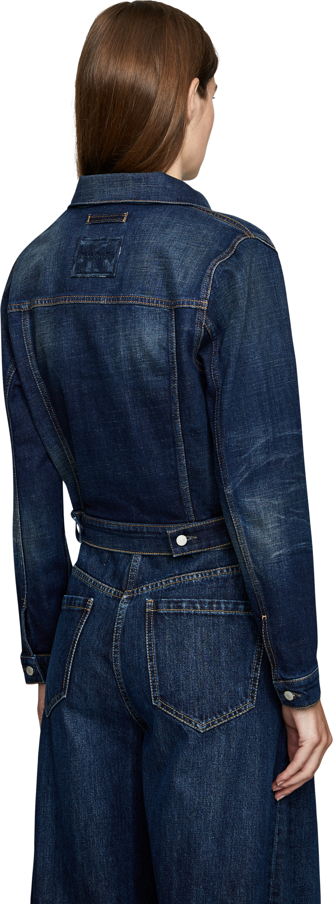Acne Studios Jacke aus Raw-Denim Dunkelblau, Rückansicht – UNGER.DE