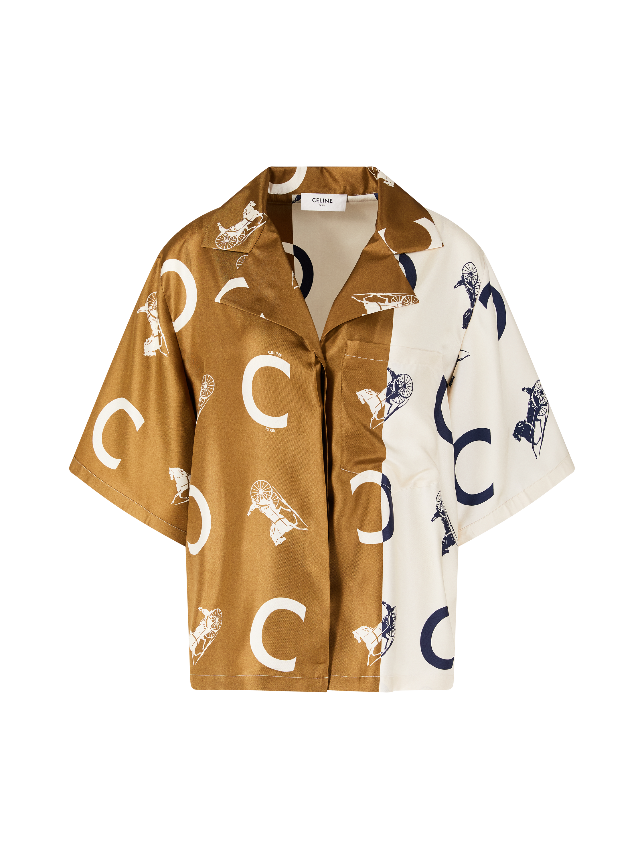Seidenhemd mit ikonischen Celine-Motiven Multi