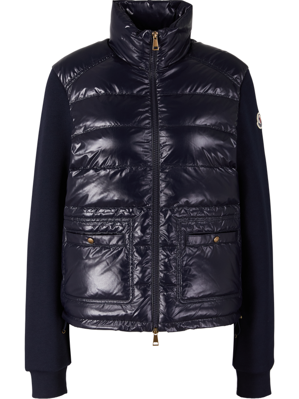 Cardigan with logo patch, navy blue