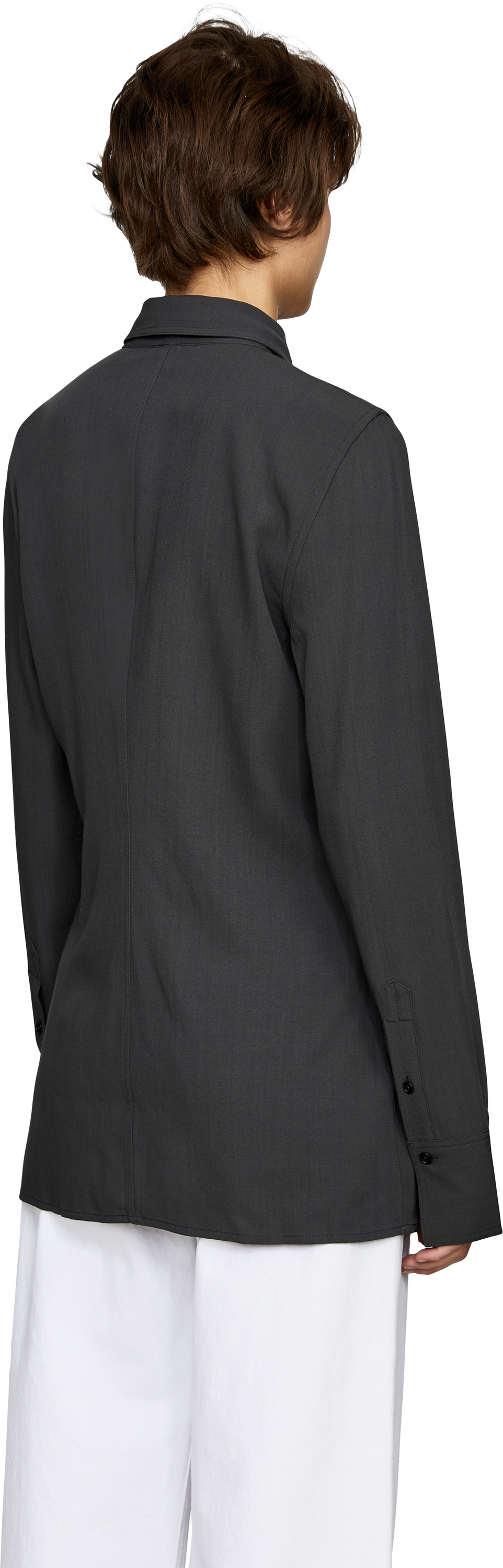 TOTEME Slightly sheer black shirt, Back view – UNGER.DE