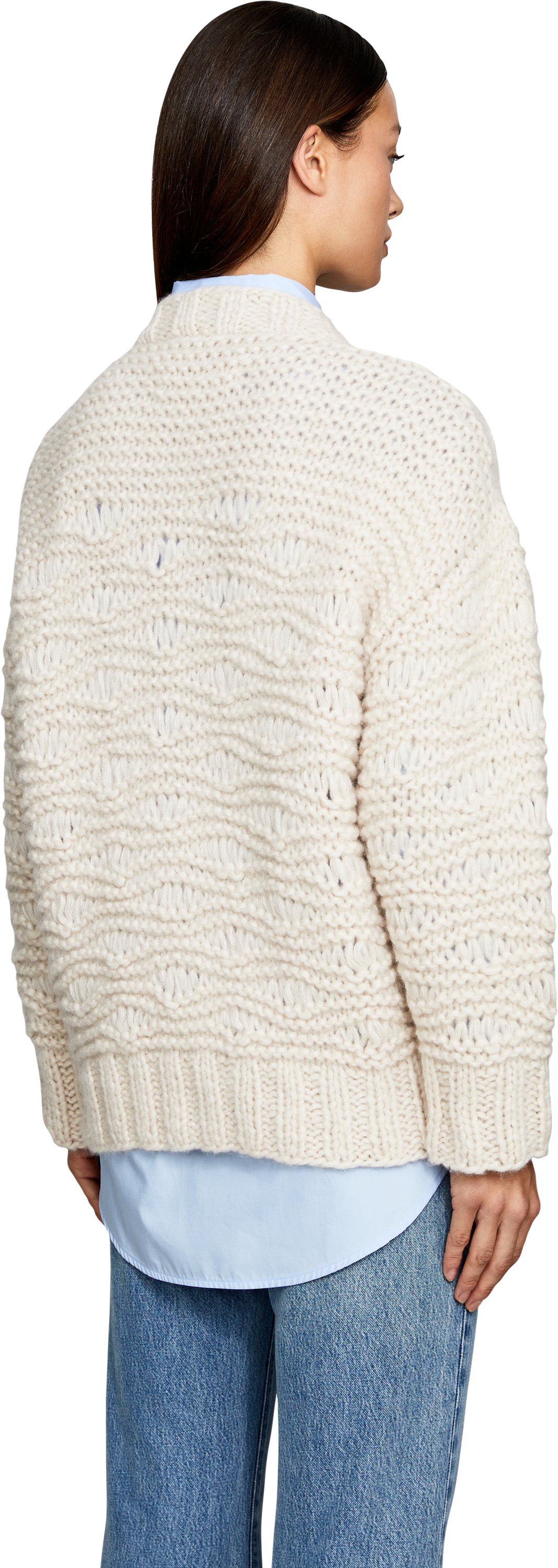 Iris von Arnim Cashmere-Seidenstrickjacke 'IRIS ICONIC 50' Alabaster, Rückansicht – UNGER.DE