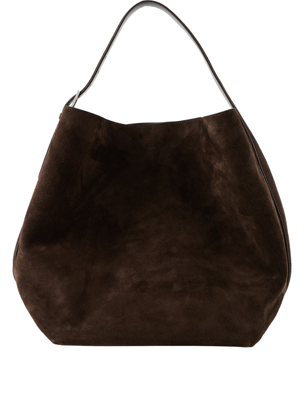 Shopper 'Belted' aus Veloursleder Dunkelbraun