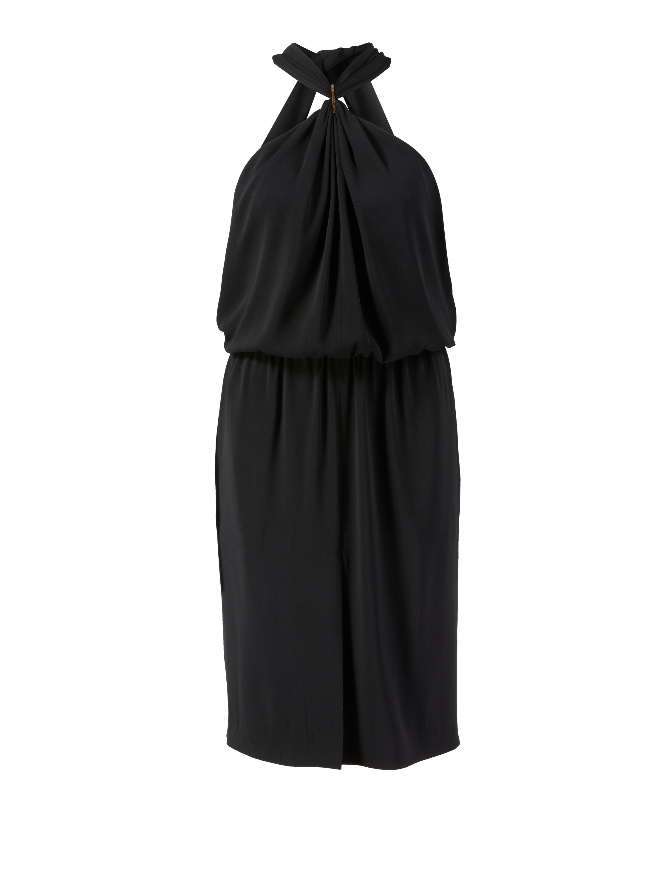 Drapiertes Seidenkleid Schwarz