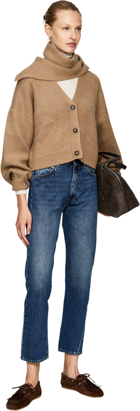Cashmere-Strickjacke 'Derios' mit Schal Beige