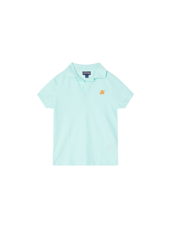 Poloshirt mit Baumwollpikee Türkis