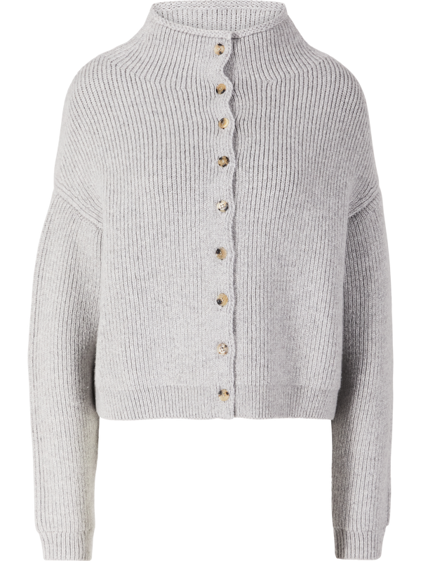 'Marjorie' cashmere cardigan with a stand-up collar grey