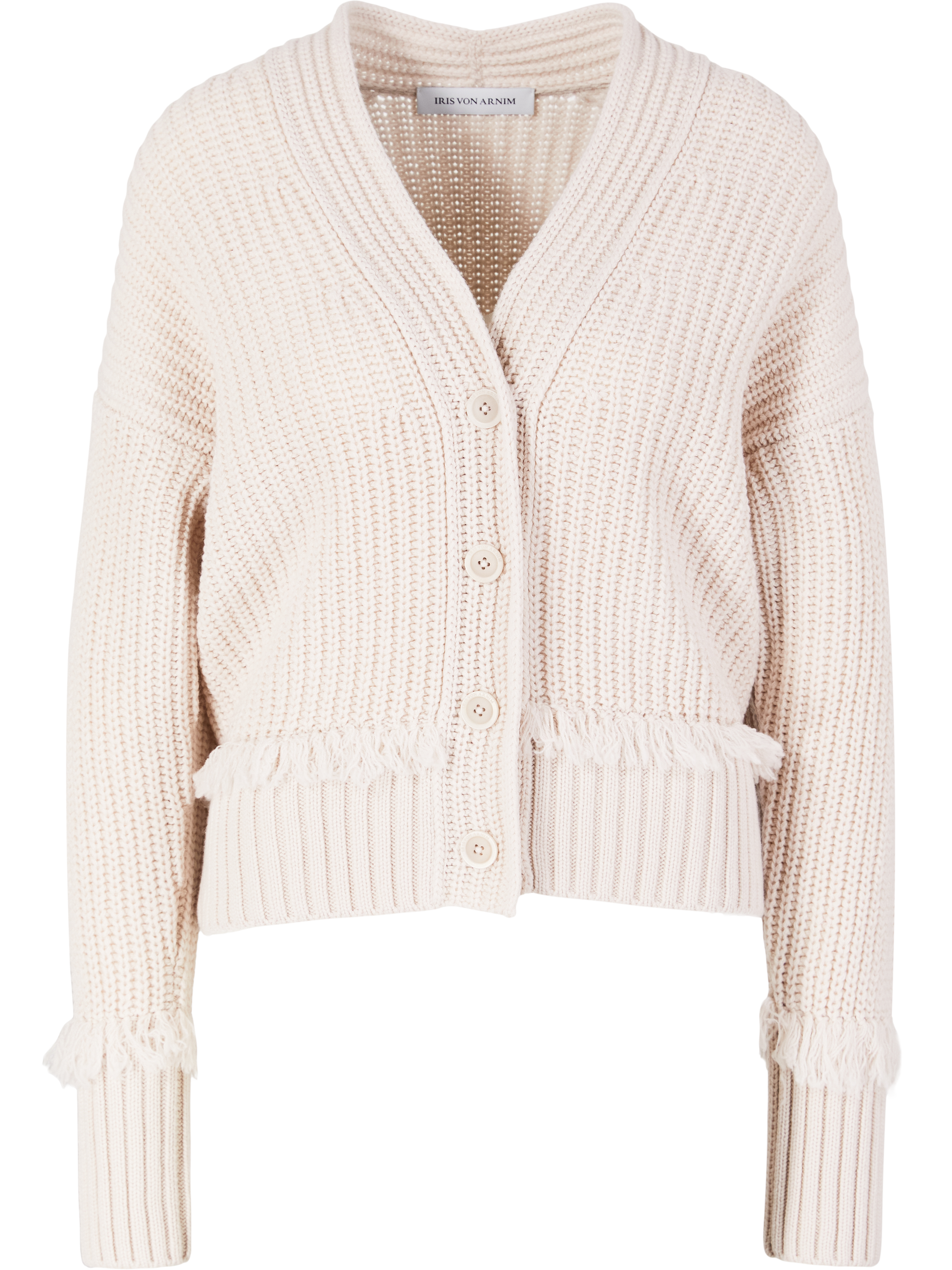 Iris von Arnim Philipa Fringes’ ‘Alabaster’ cashmere cardigan, Product view – UNGER.DE