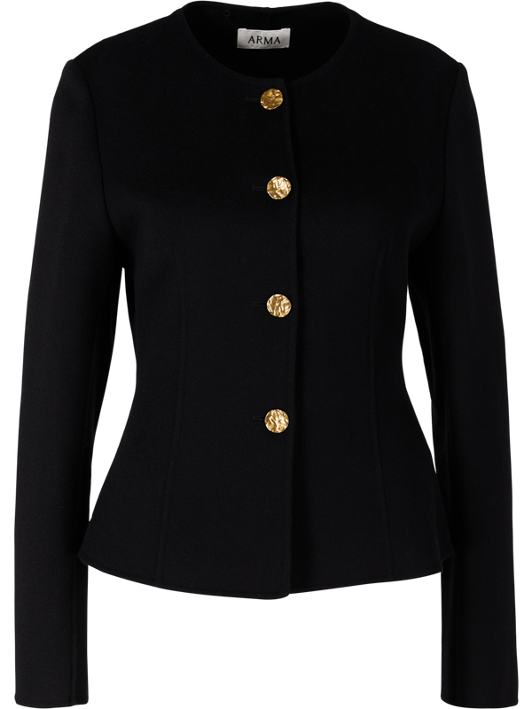 Wolljacke 'Lorena' mit goldfarbenen Knöpfen Schwarz