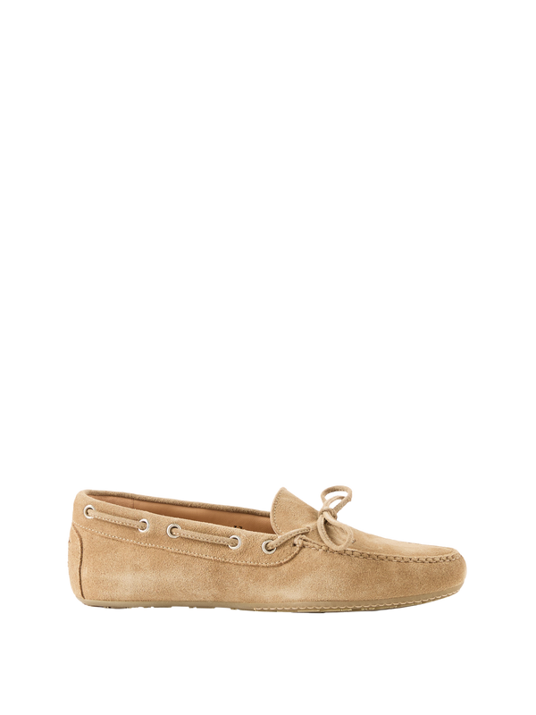 Suede moccasins with bow beige