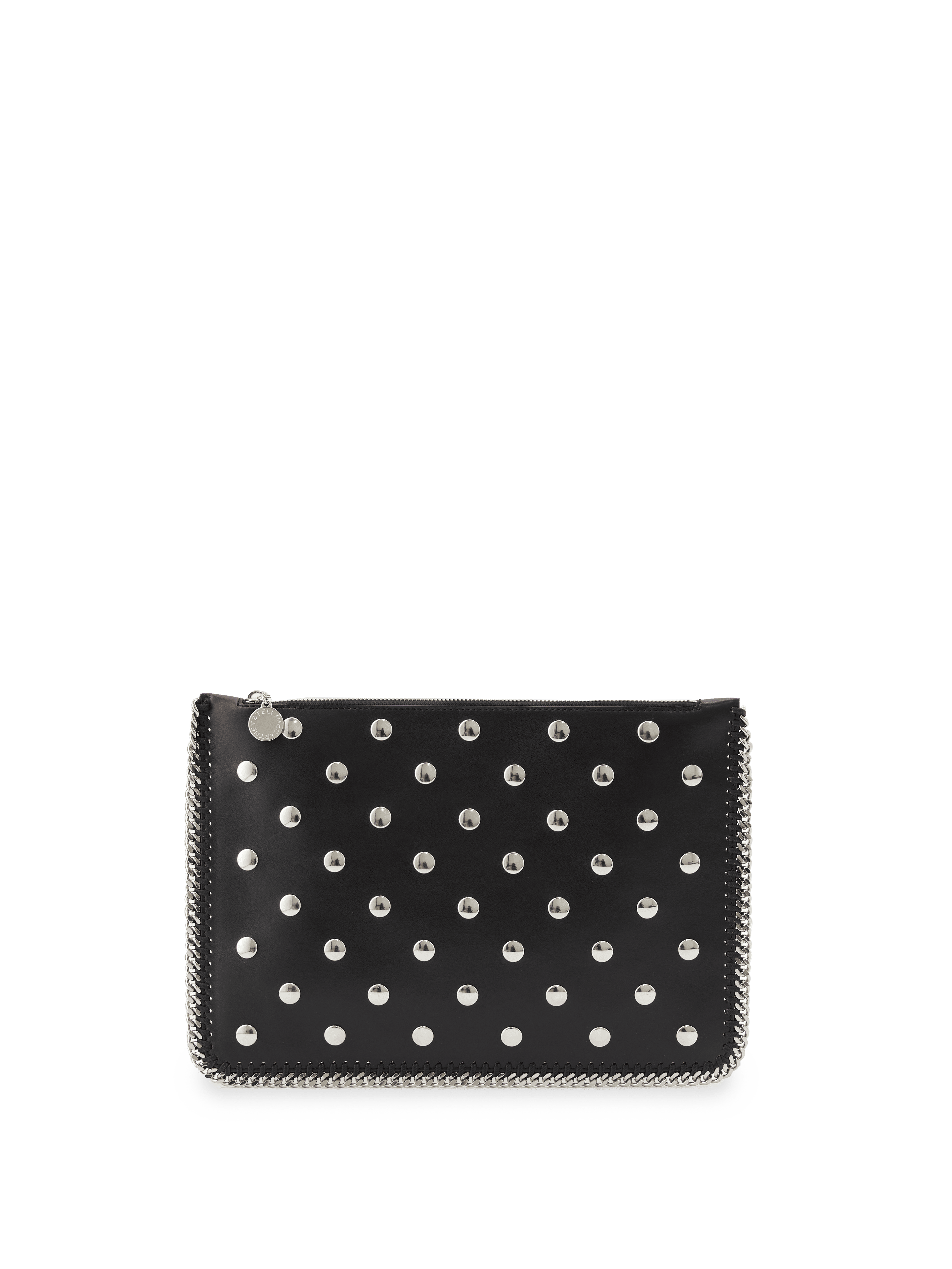 Clutch mit Nieten 'Falabella' Schwarz/Silber