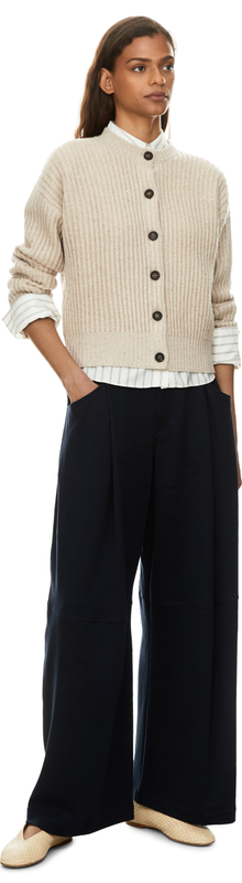Cashmere and wool cardigan with sequins beige