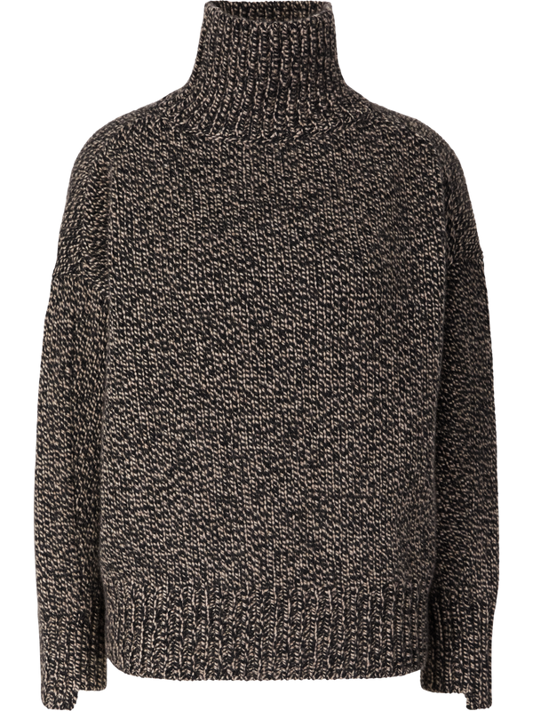 'Malvina' cashmere roll-neck jumper nero/taupe