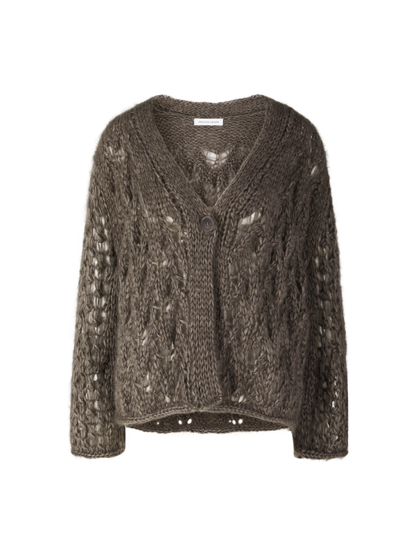 Mohair-Seidenstrickjacke 'Lille' Dark Taupe