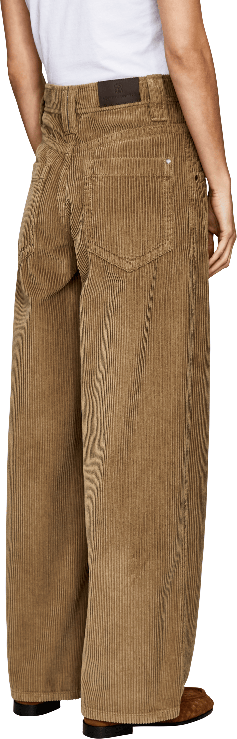 Brunello Cucinelli Cordhose mit Monili Perlen Taupe, Rückansicht – UNGER.DE