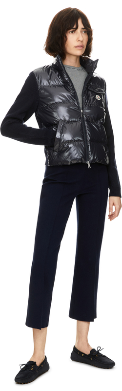 Wattierte Strickjacke aus Wolle Marineblau