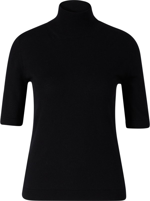 Kurzärmeliger Rollkragenpullover 'Cantone' aus Wolle Schwarz