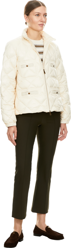 'Lavaret' short down jacket in cream lacquered nylon