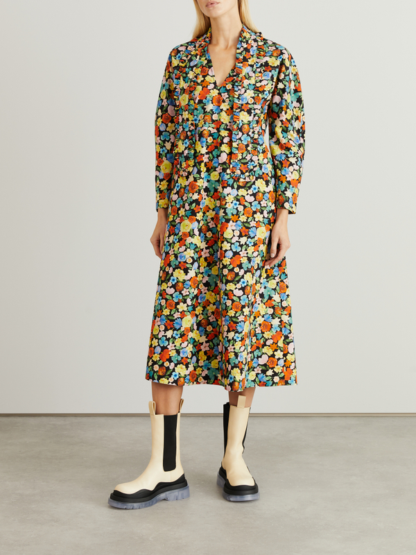 Baumwoll-Kleid mit floralem Print Multi