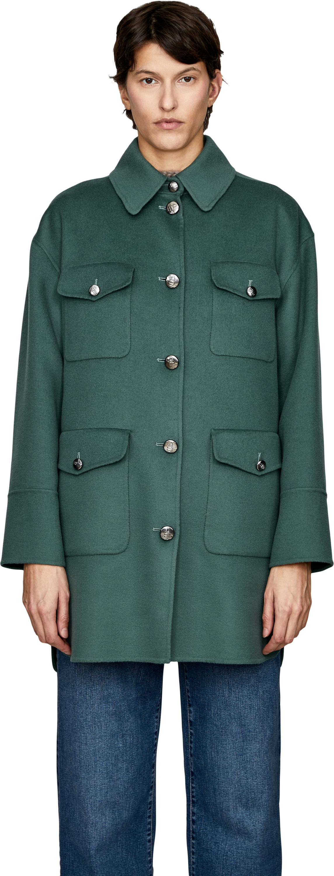 Iris von Arnim Doubleface Hemdjacke 'Jasmin' Fern, Front view – UNGER.DE