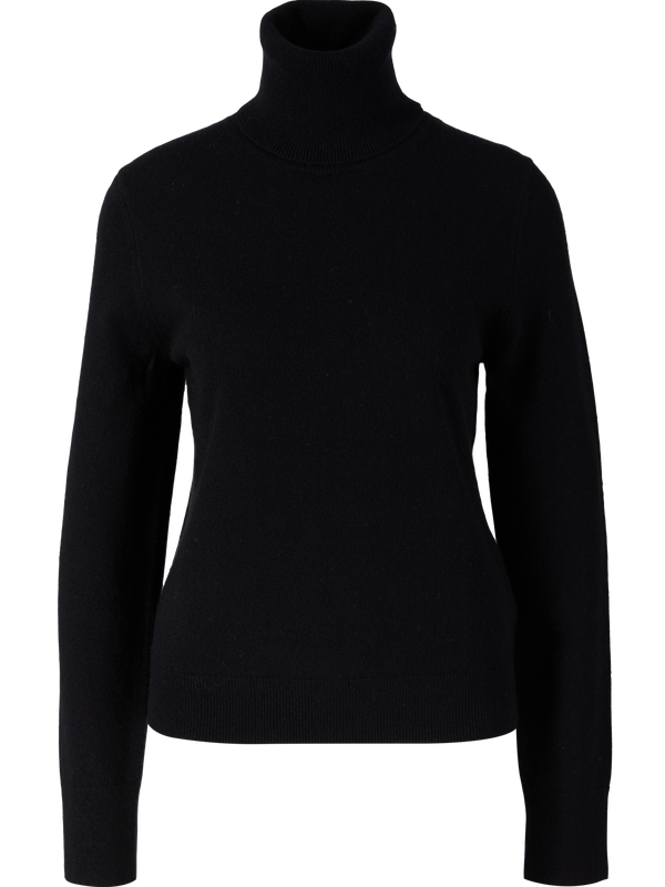 Black cashmere jumper with a roll neck