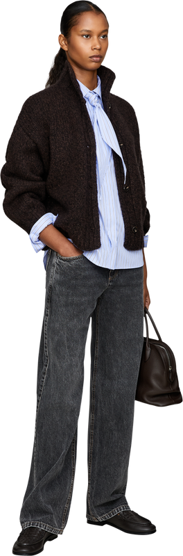 Gestreifte Bluse 'Kitta' mit Schal Hellblau