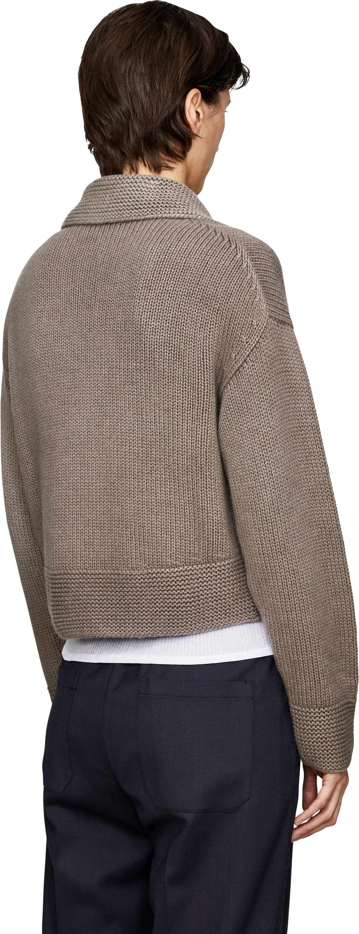 Iris von Arnim 'Pemira' Cashmere Cardigan, Taupe, Stonewashed, Back view – UNGER.DE