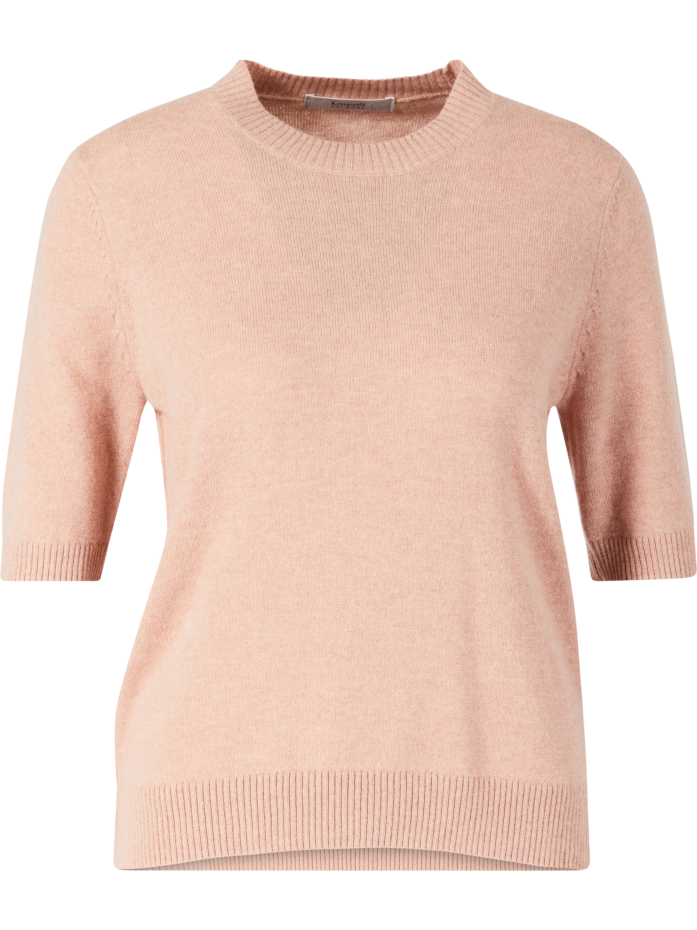Melierter Cashmere-Kurzarmpullover Rosé