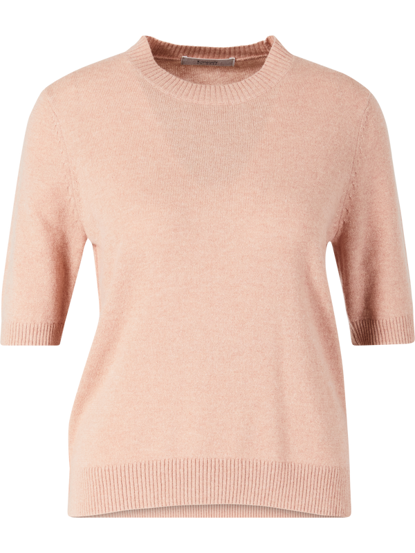 Melierter Cashmere-Kurzarmpullover Rosé
