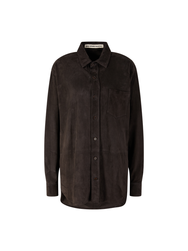 Hemdjacke 'Julian' aus Lammveloursleder Dunkelbraun