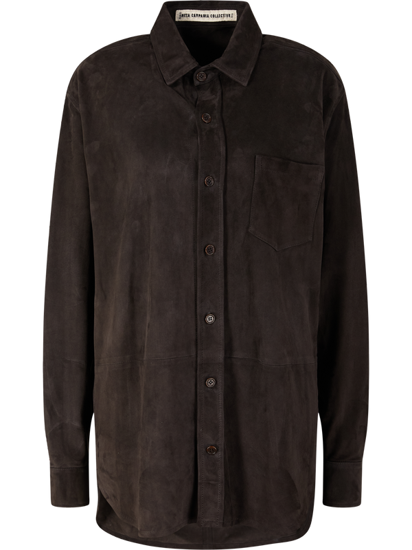 Shirt jacket 'Julian' in lamb suede dark brown