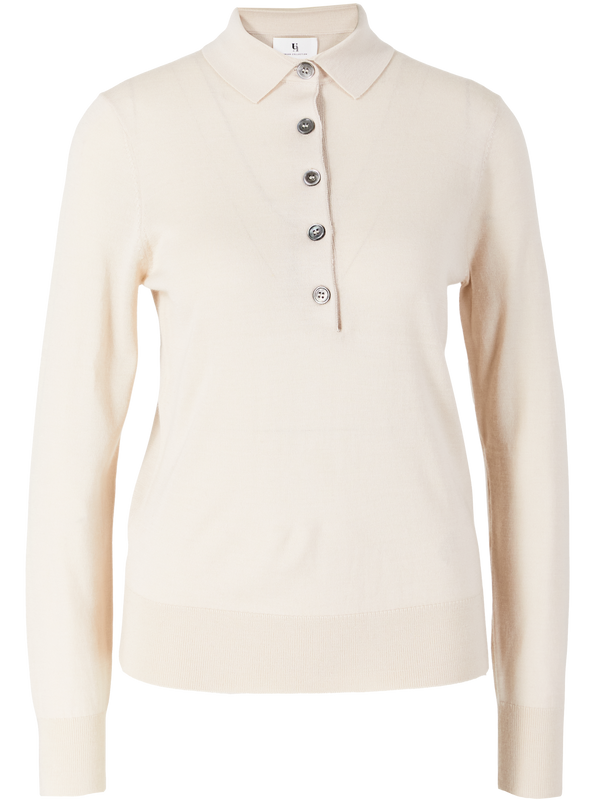 Woll-Cashmere-Seidenpolopullover in Samoan Sand
