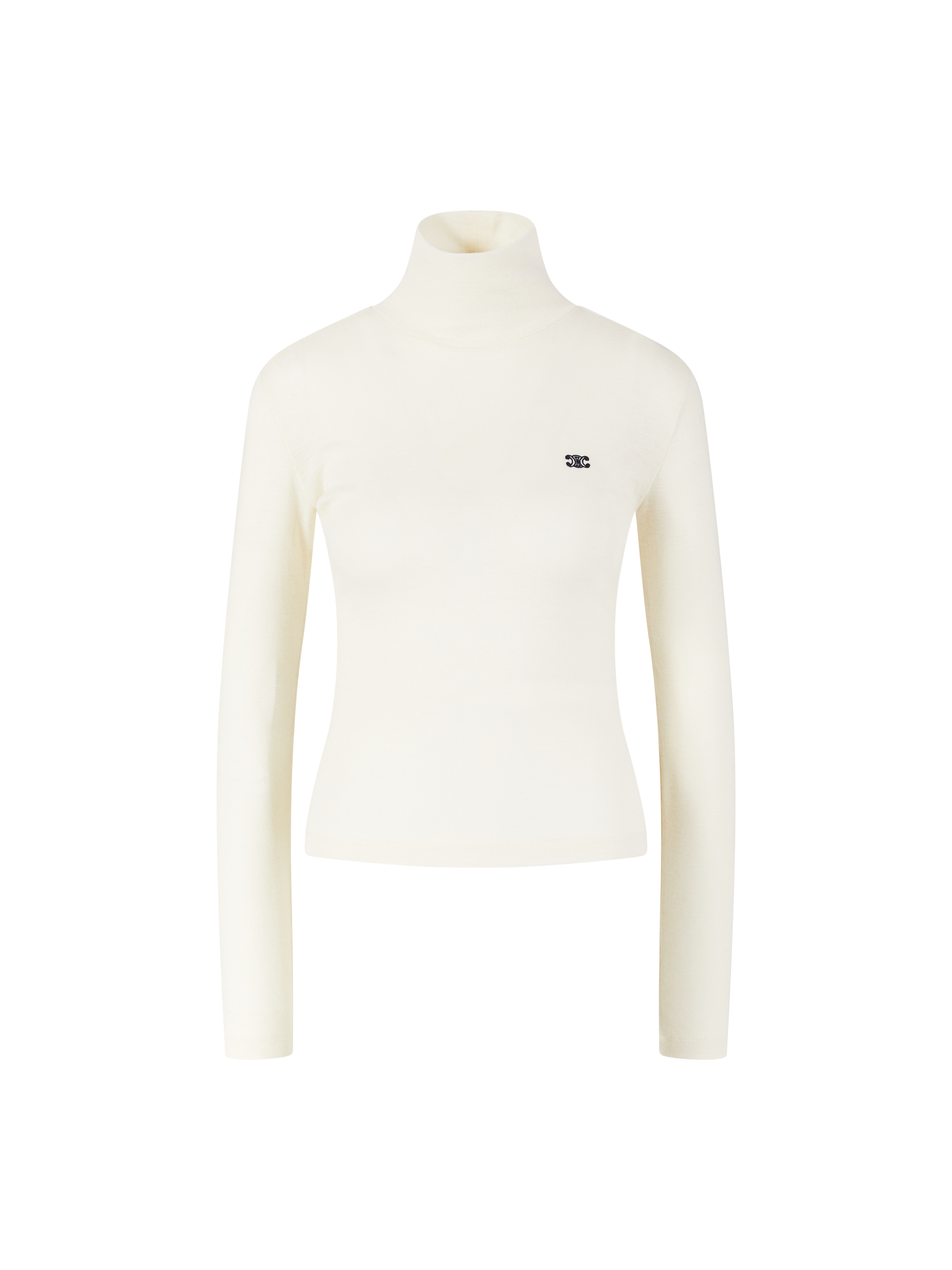 Rollkragenpullover aus Schurwolle Crème