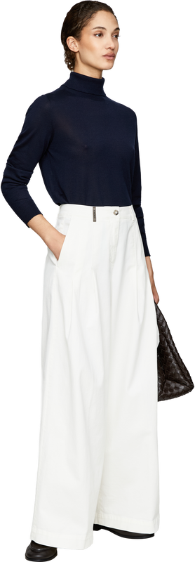 Cashmere-Seidenpullover mit Rollkragen Marineblau