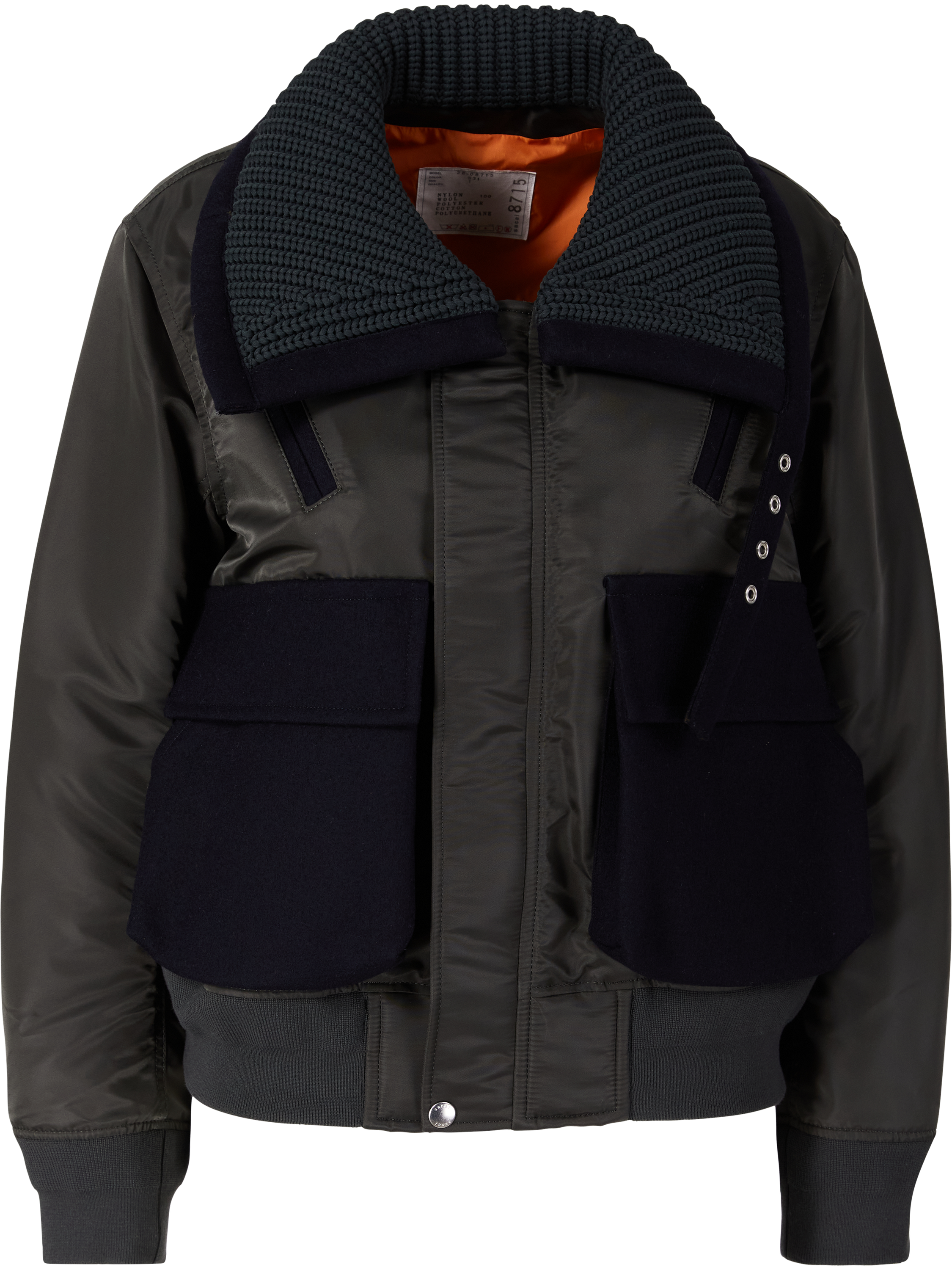 Sacai Blouson 'Nylon Twill X Wool Melton' Khaki, Produktansicht – UNGER.DE