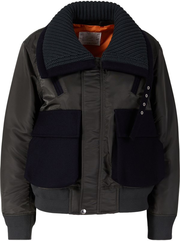 Blouson 'Nylon Twill X Wool Melton' Khaki