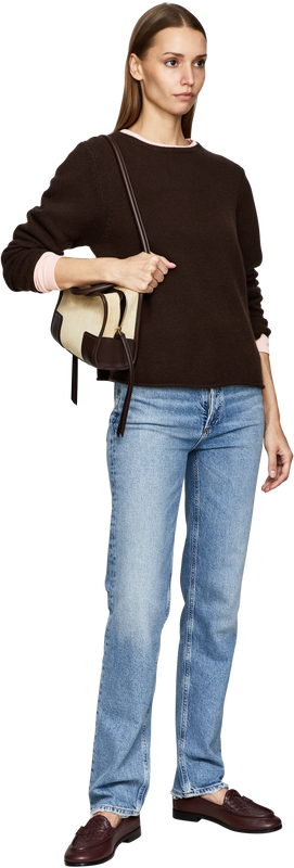 Cashmere-Pullover mit Rundhalsausschnitt Dunkelbraun