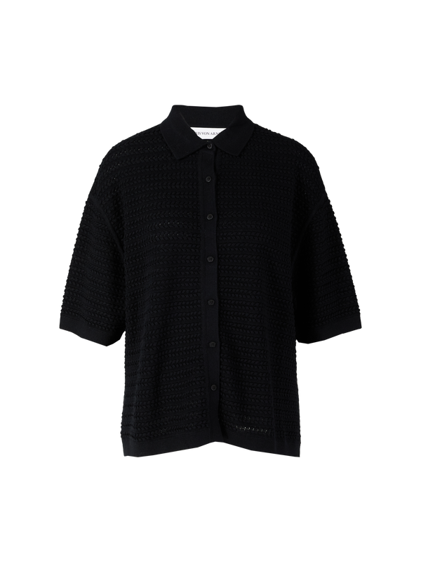 Seiden-Cashmere-Shirt mit Hemdkragen 'Antibes' Nero