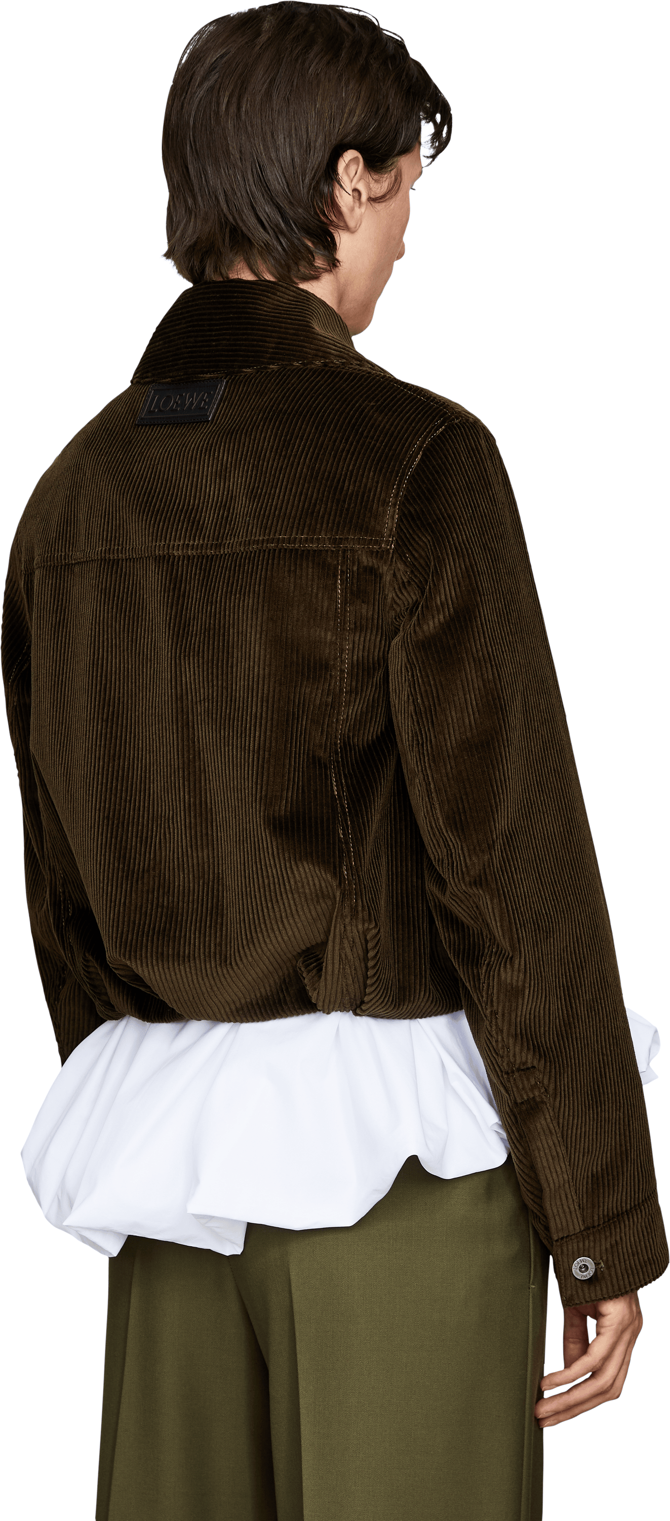 LOEWE Cropped Cordjacke Dunkelbraun, Rückansicht – UNGER.DE