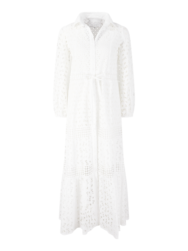Maxikleid 'Giamaica' mit Lochstickerei Weiß